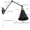 DecorBites™ LED Long Arm Wall Lamp with Pull Chain Switch for Home Hotel Bathroom