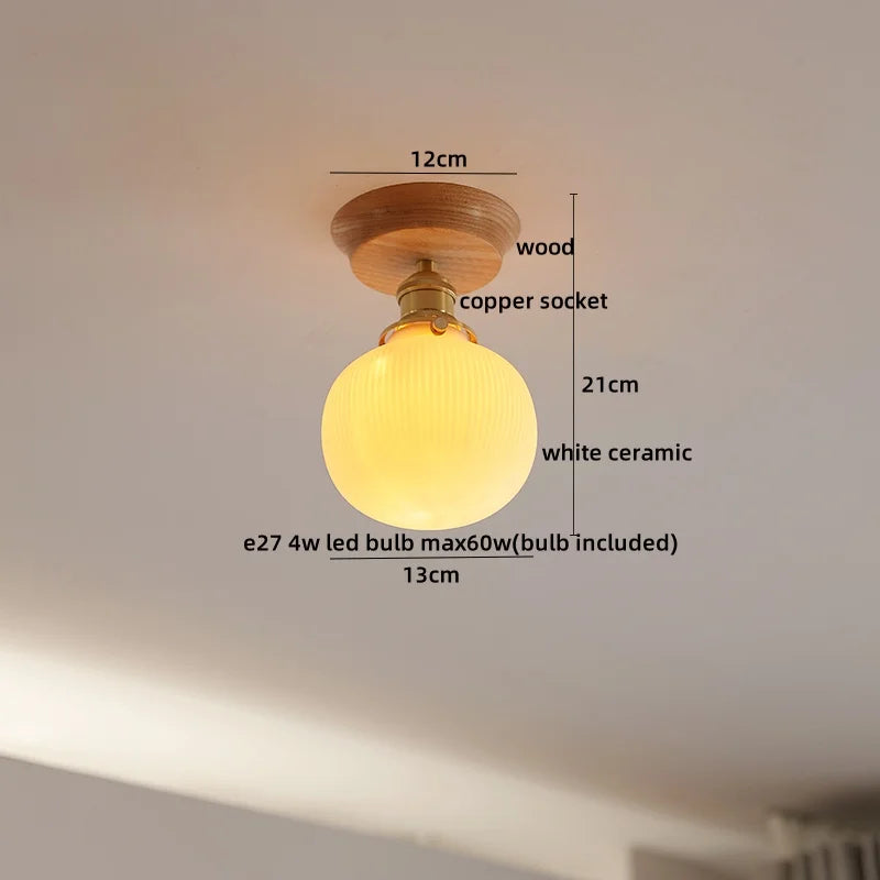 DecorBites™ Copper Wood LED Ceiling Lamp Ceramic Modern Ceiling Lights for Home Decor