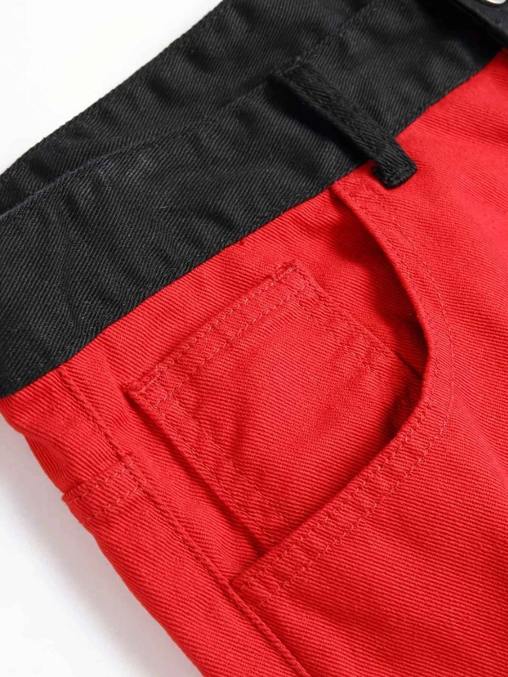 Men's spliced two tone trendy multi-color slim fit Pants