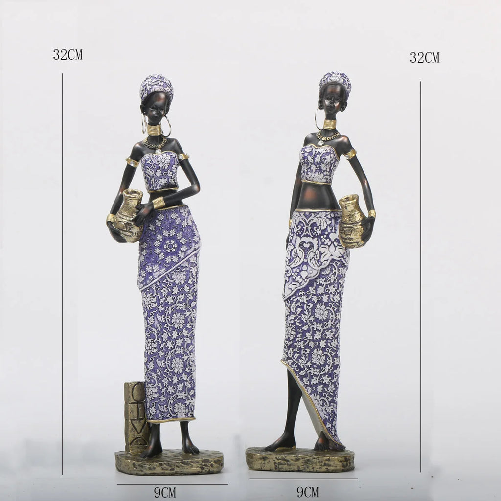DecorBites™ African Woman Sculpture: Realistic Home Decor Figurine