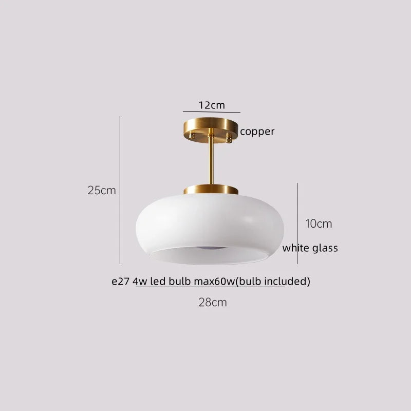 DecorBites™ Glass LED Ceiling Lamp Copper Walnut Modern Living Room Lighting Fixtures