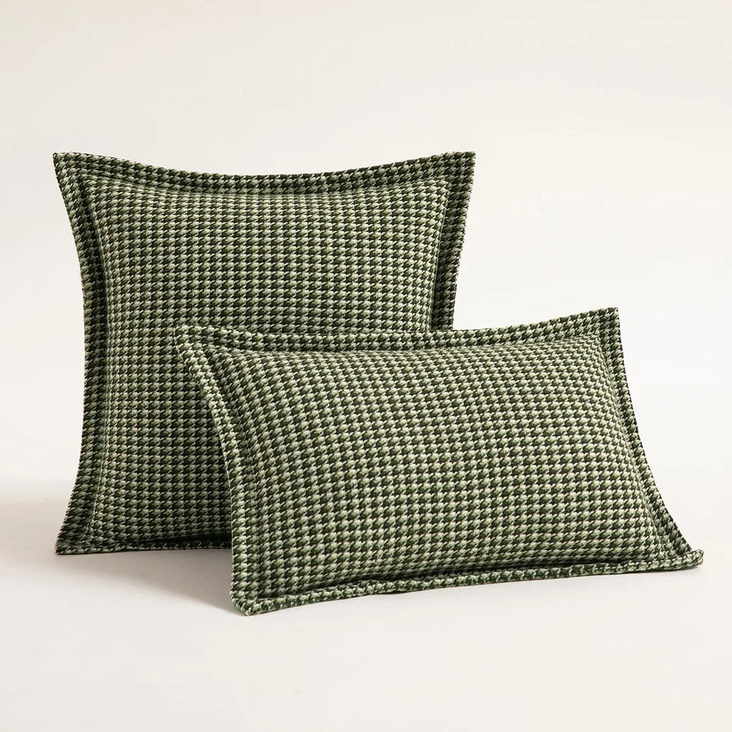 DecorBites™ Green Embroidered Tufted Cushion Cover - Modern Minimalism Art Design