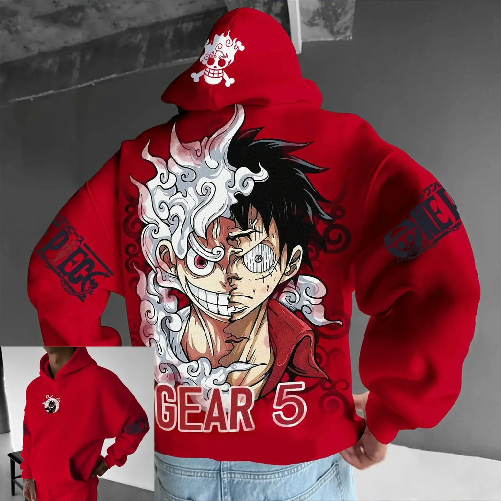 One Piece Luffy Gear 5 Nika Oversized Anime Hoodie