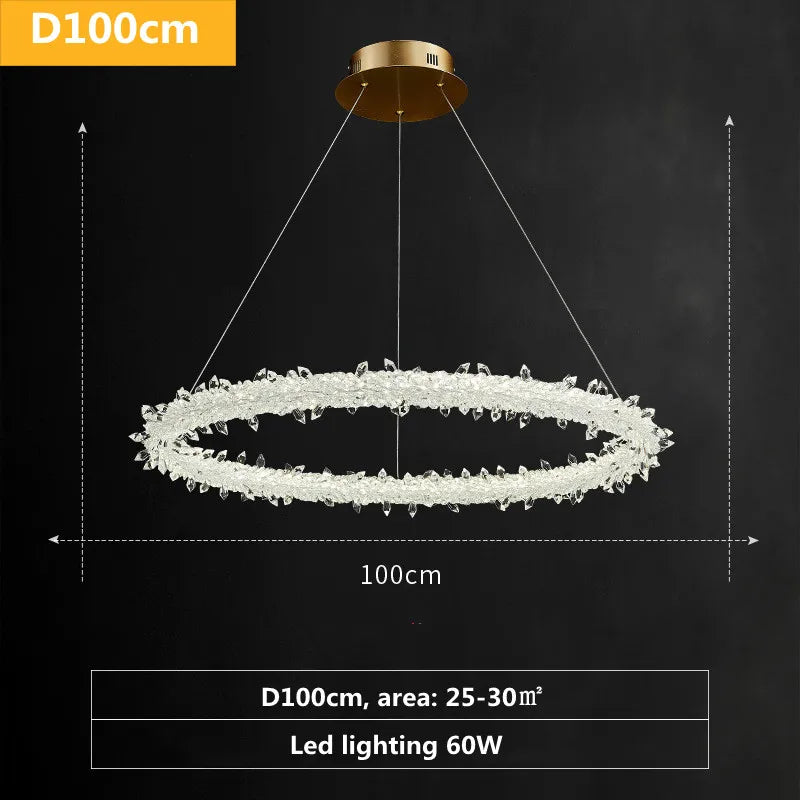 DecorBites™ Luxe Crystal Pendant Light - Dimmable LED Art Deco Circle Lamp