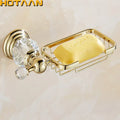 DecorBites™ Gold Crystal Brass Ceramics Bathroom Soap Holder Home Decor Enhance Bathroom Storage