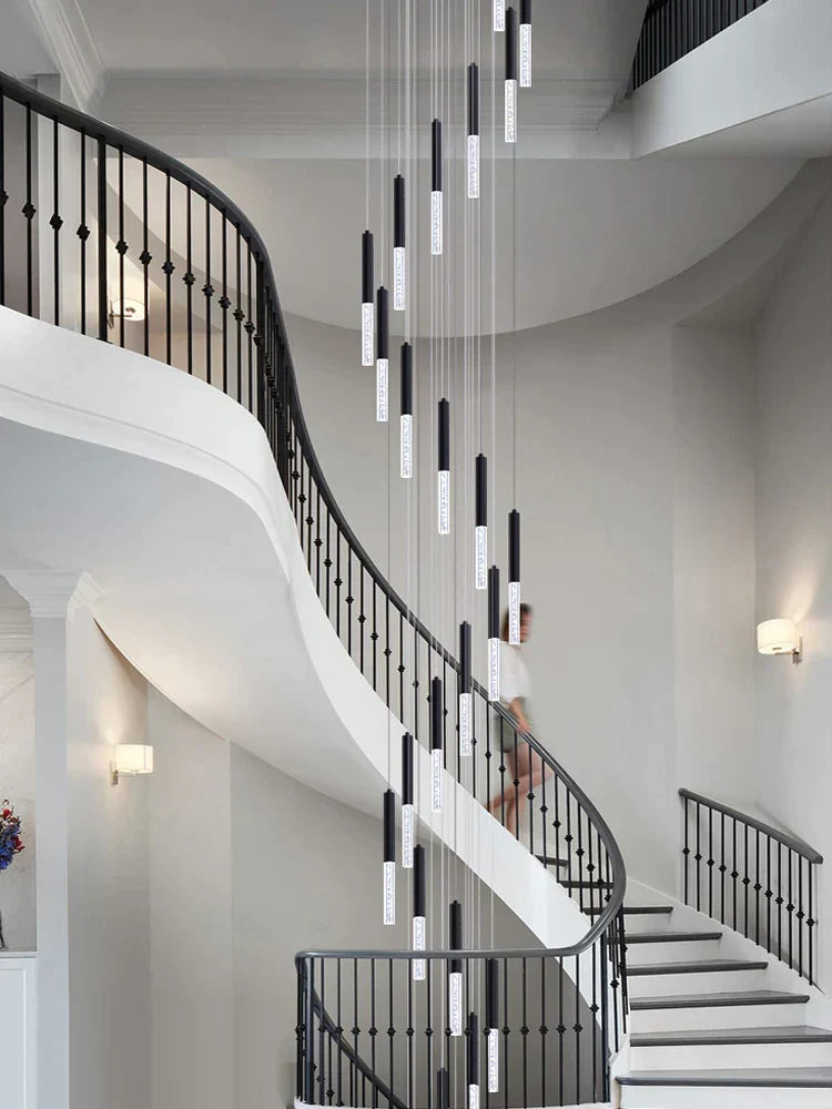 DecorBites™ Cylindrical Chandelier: Modern Nordic Indoor Lighting for Living Room, Staircase & Ceiling