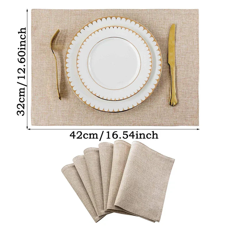 DecorBites™ Cute Dog Linen Dining Mats Coasters 42*32cm Home Decor
