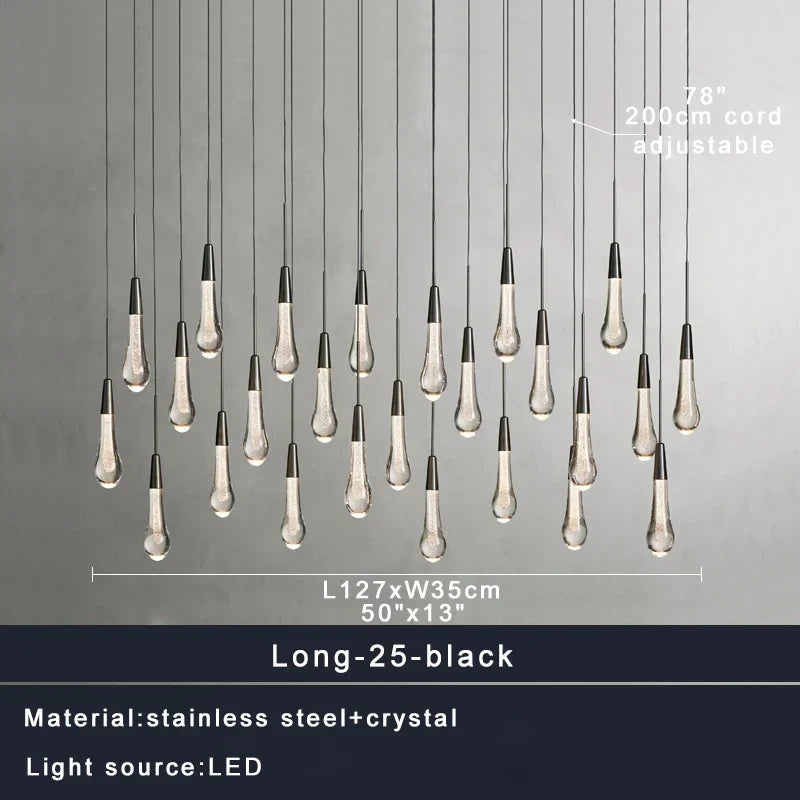 DecorBites™ Crystal Water-drop Chandelier Light Fixture - Luxury Stairwell Decor