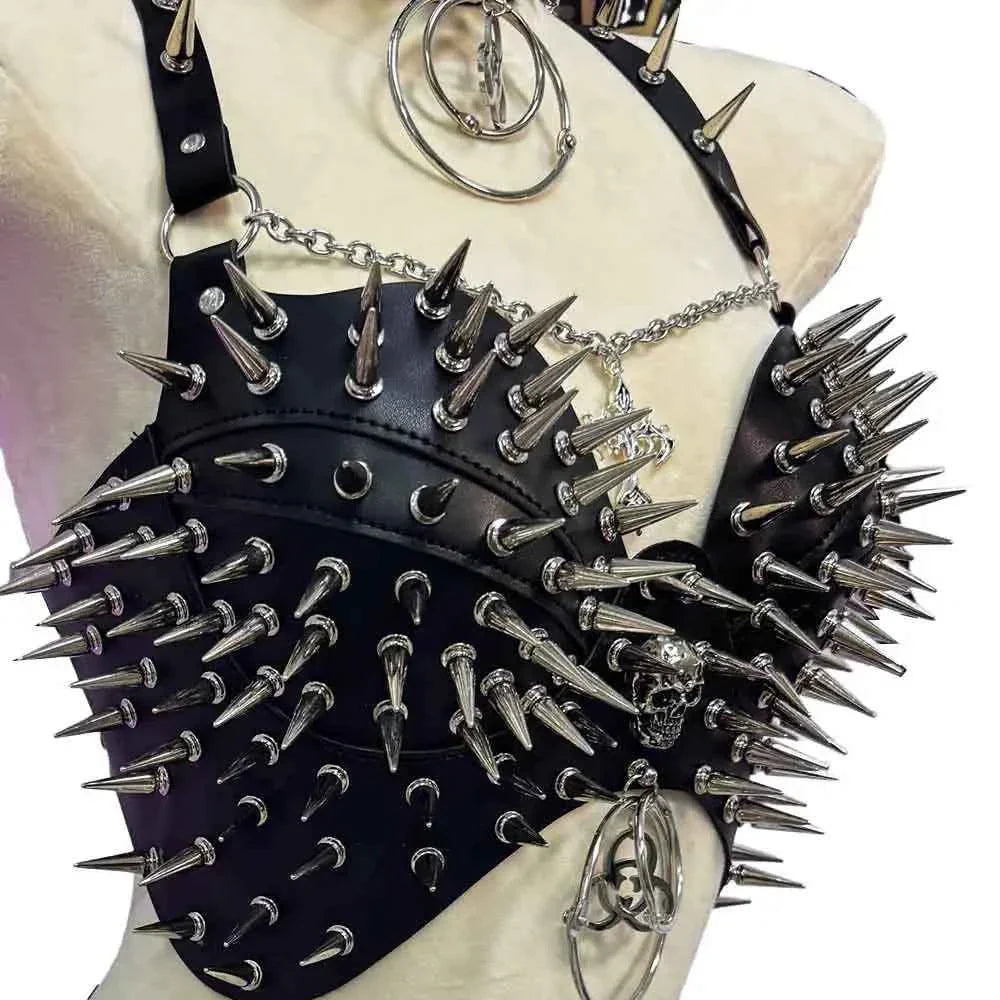 Y2K Gothic Skirt Set w Spikes