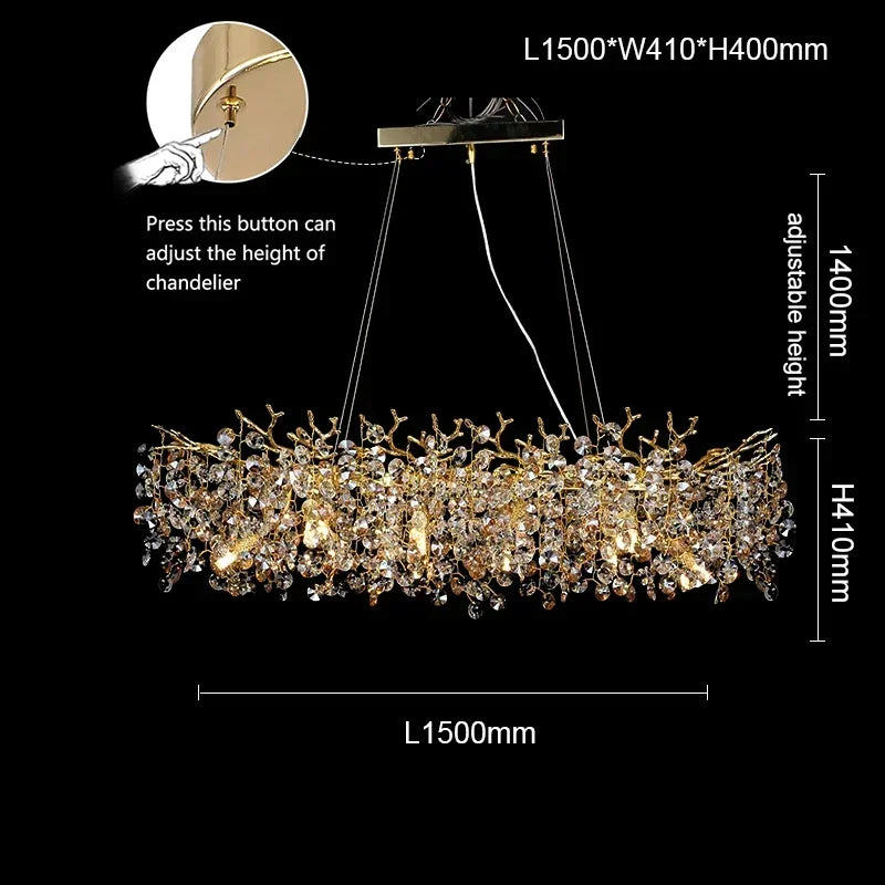 DecorBites™ Crystal Sunflower Branch Chandelier: Luxurious Indoor Branch-Shaped Light