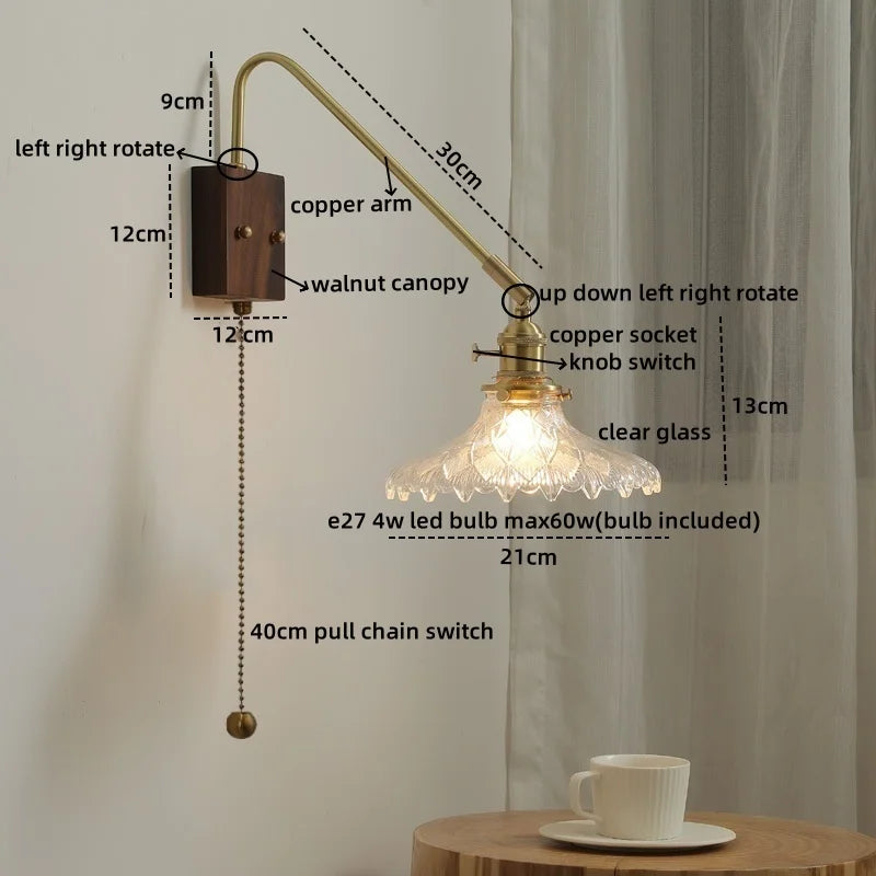 DecorBites™ Glass Copper LED Wall Sconce Modern Stair Light Fixtures