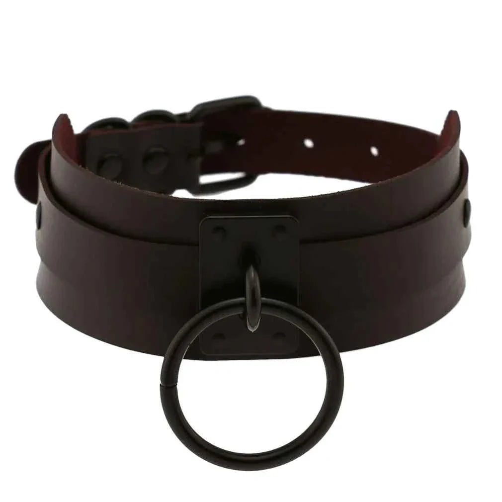 Metal Leather Choker Collar Goth Fashion Accessories