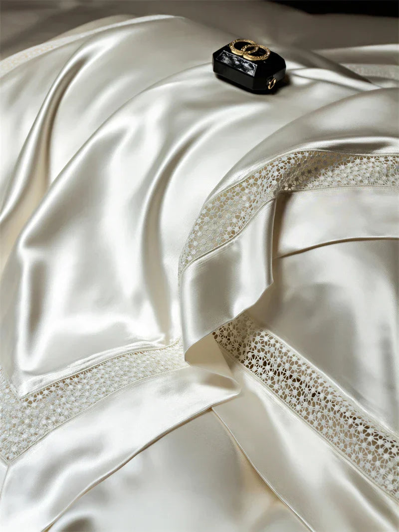 DecorBites™ French Hollow Luxury Bedding Set with Lyocell Cotton Duvet Cover, Sheet & Pillowcases