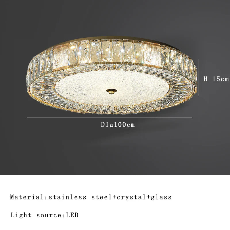DecorBites™ Gold Crystal Glass Ceiling Light Fixture for Modern Living Rooms & Bedrooms