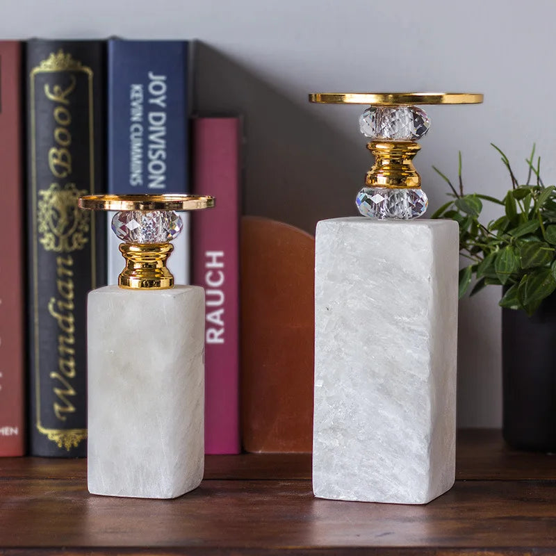 DecorBites™ Gold Marble Candle Holder Candelabrum Wedding Decor Desktop Accessories