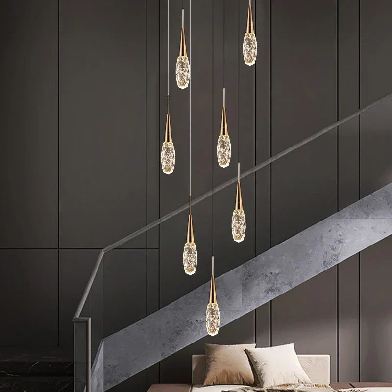 DecorBites™ Diamond Crystal Chandelier - Gold Interior Designer Living Room Lamp