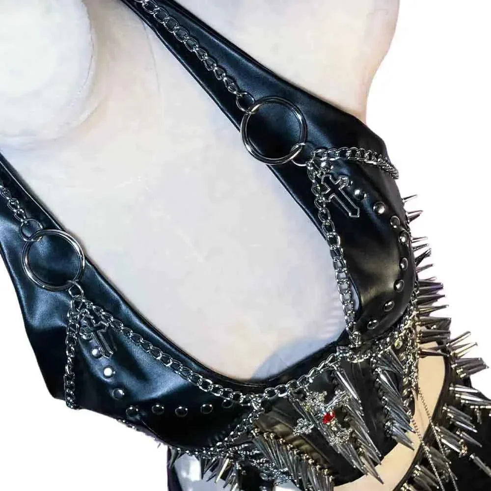 Grunge Emo Clothing ALT Punk Rock Clothes with Spikes Y2K Cyber Sexy Gothic Tank Goth T-shirt