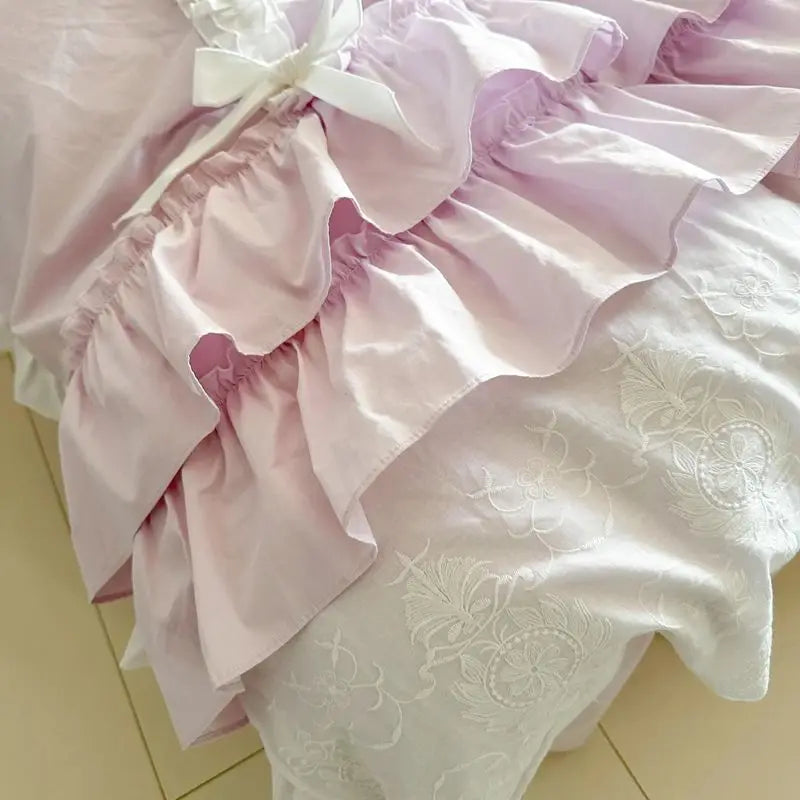 DecorBites™ Korean Lace Ruffles Cotton Bedding Set - Sweet Girl Design