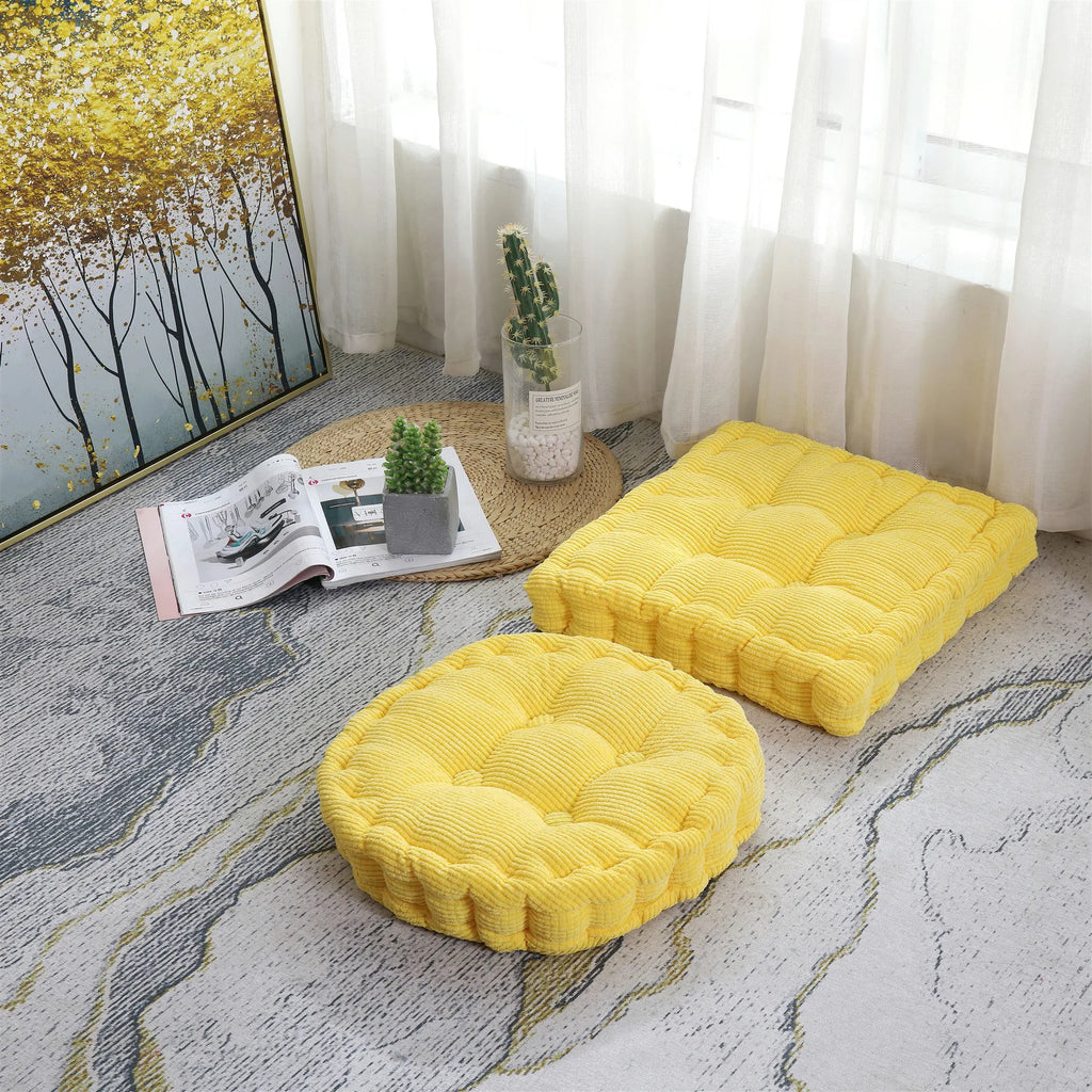 DecorBites™ Corduroy Tufted Floor Seat Cushion for Indoor Living Room Balcony Meditation