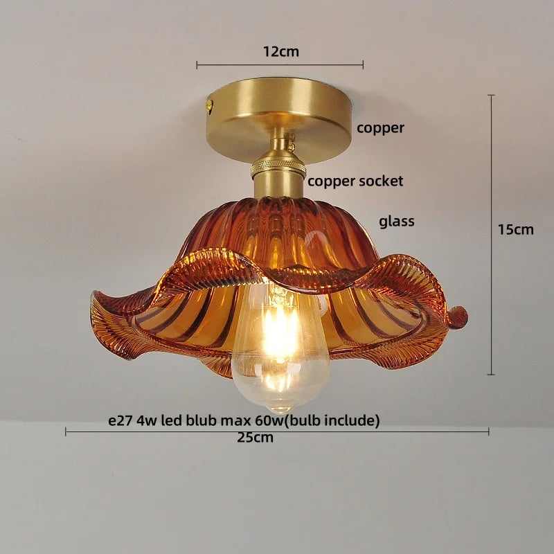 DecorBites™ Green Flower Glass LED Ceiling Light Fixture - Nordic Modern Design