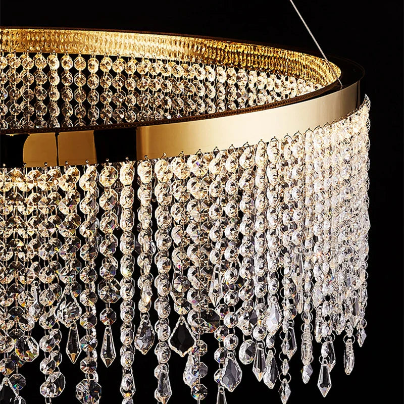 DecorBites™ Crystal Water Curtain Pendant Chandelier - Luxury LED Lighting for Home, Hotel, and More