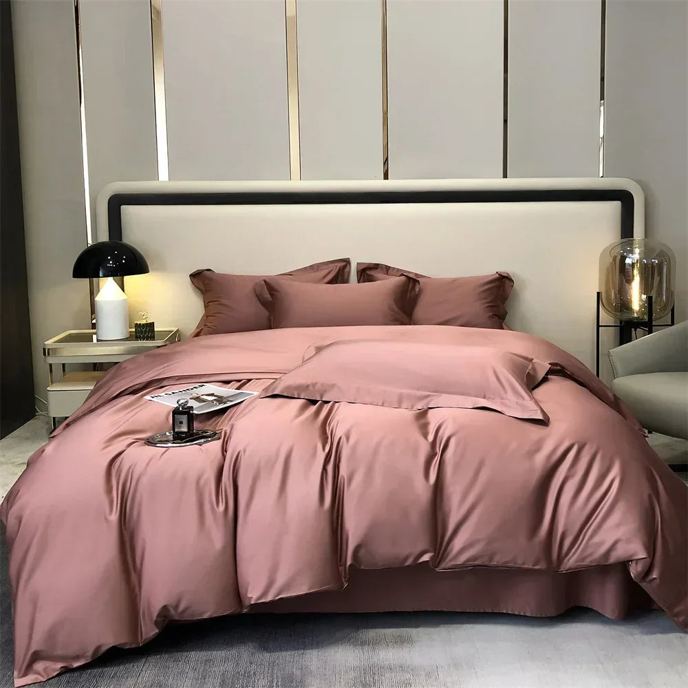 DecorBites™ Egyptian Cotton Bedding Set - Solid Color Sheet Pillowcase Duvet Cover