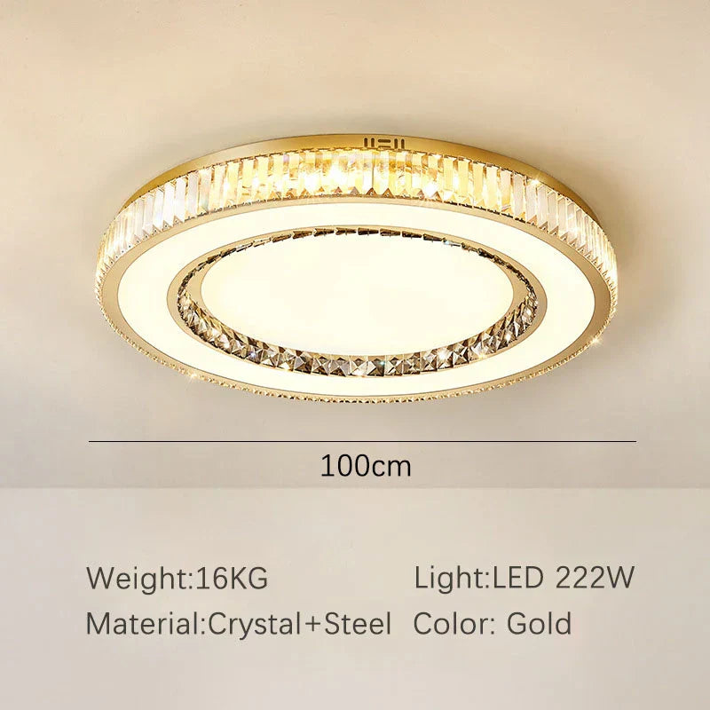DecorBites™ Gold Crystal Ceiling Lamp Double Layer Modern Chandelier Led Glossy Bedroom Decor