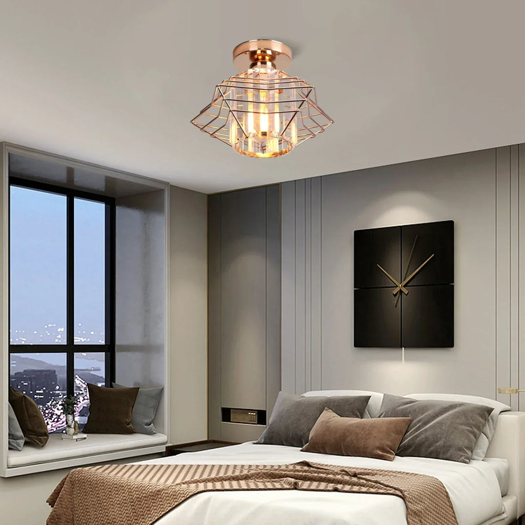 DecorBites™ Crystal Ceiling Chandelier: Modern Industrial LED Indoor Lighting Fixture