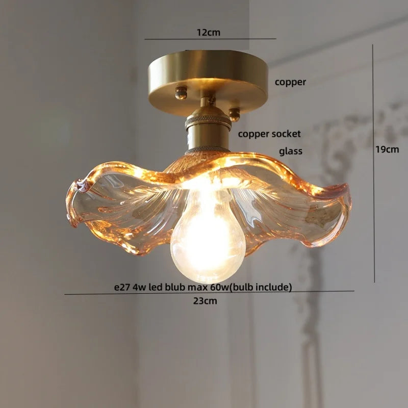 DecorBites™ Green Flower Glass LED Ceiling Light Fixture - Nordic Modern Design