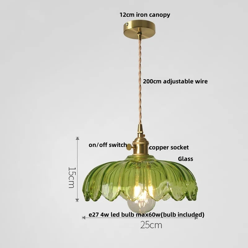 DecorBites™ Green Glass LED Hanging Pendant Lights