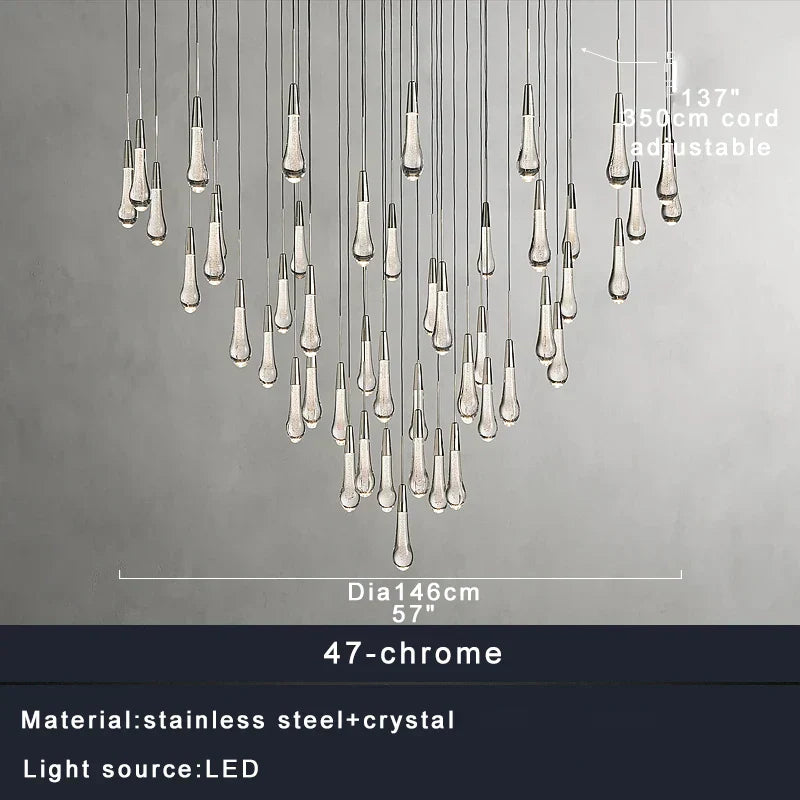 DecorBites™ Crystal Water-drop Chandelier Light Fixture - Luxury Stairwell Decor