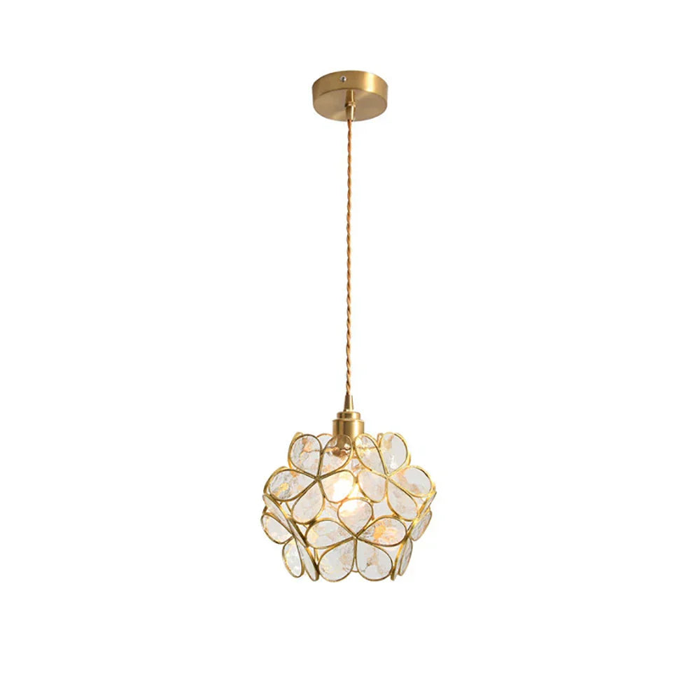 DecorBites™ Glass Petal Pendant Light: Handmade Modern Flower Stained Lamp for Bedroom & Living Room