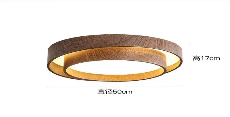 DecorBites™ Japanese Walnut Bedroom Ceiling Light Wabi-Sabi Wood Grain Eye Protection Study Light.