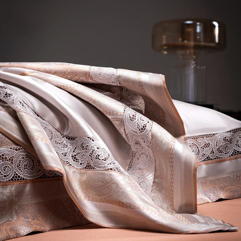 DecorBites™ Damask Jacquard Egyptian Cotton Luxury Bedding Set