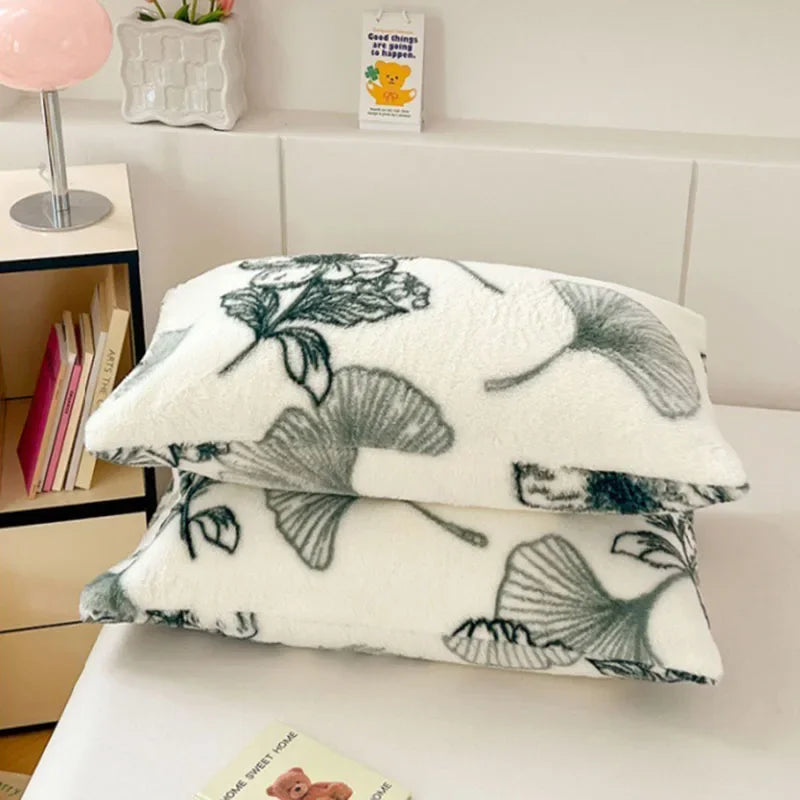 DecorBites™ Cozy Winter Plush Pillowcase: Nordic Printed Milk Velvet Soft Home Decor