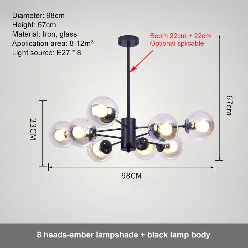 DecorBites™ Glass Ball LED Chandelier for Bedroom and Dining Room