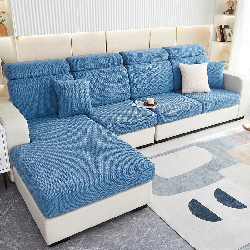 DecorBites™ Jacquard Velvet Sofa Cover - Polar Fleece Stretch Slipcovers