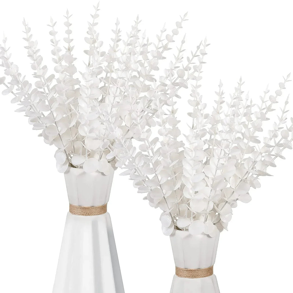 DecorBites™ Golden Eucalyptus Leaves Stem x10 - Artificial Autumn Wedding DIY Decoration