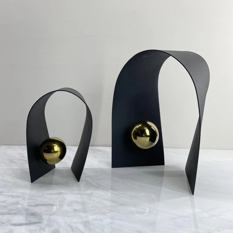 DecorBites™ Golden Sphere Metal Arches Geometric Art Ornaments for Home Decor