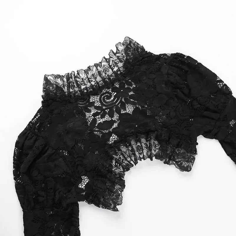 Gothic Classic Lace Flare Sleeve Blouse Y2K Rave