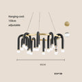 DecorBites™ Black Aluminum Tube Dimmable LED Chandelier with U-Shaped Design