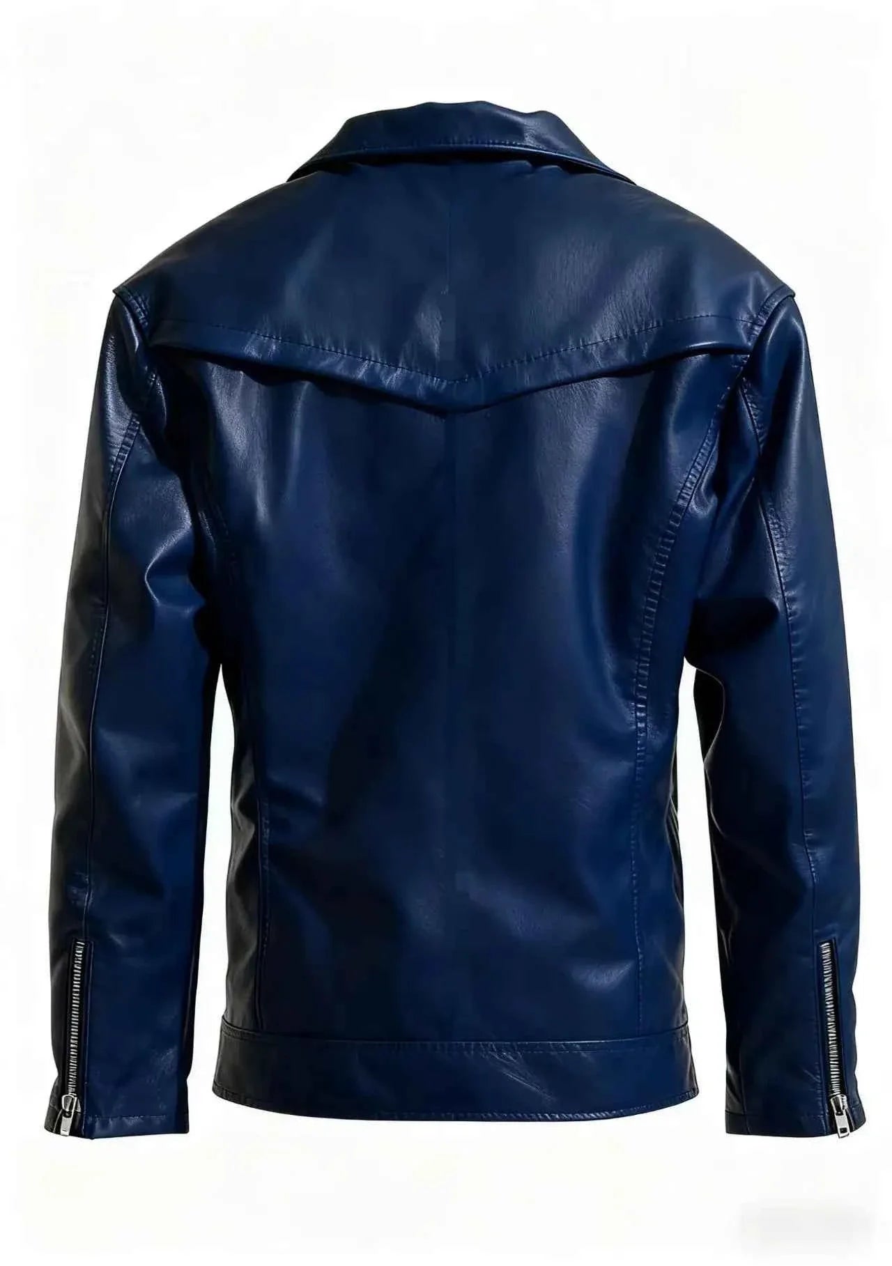 Unisex Oversized Button-down PU Leather Coat with Multiple Zippers Polo Jacket, with Many Zippers