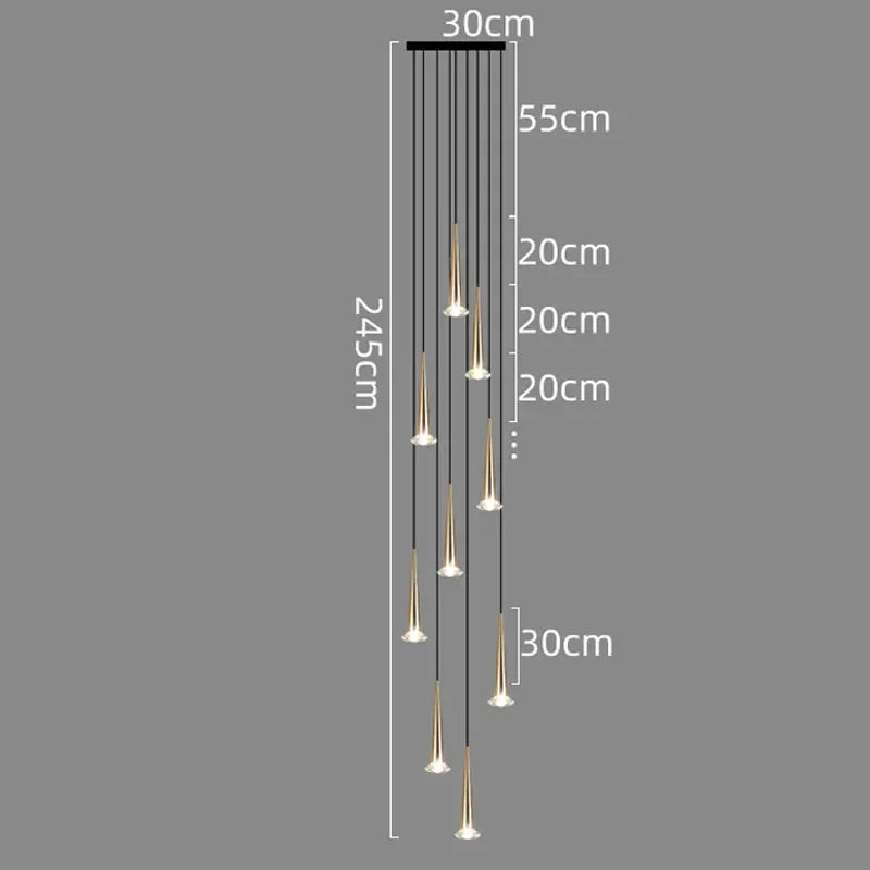 DecorBites™ Crystal LED Staircase Chandelier: Luxury Long Stair Lighting Fixture