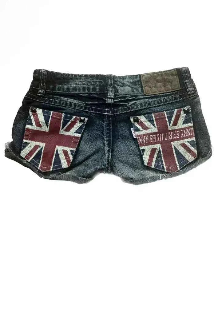 Fur Collar Mini Denim Bottoms for Women Y2k Personality