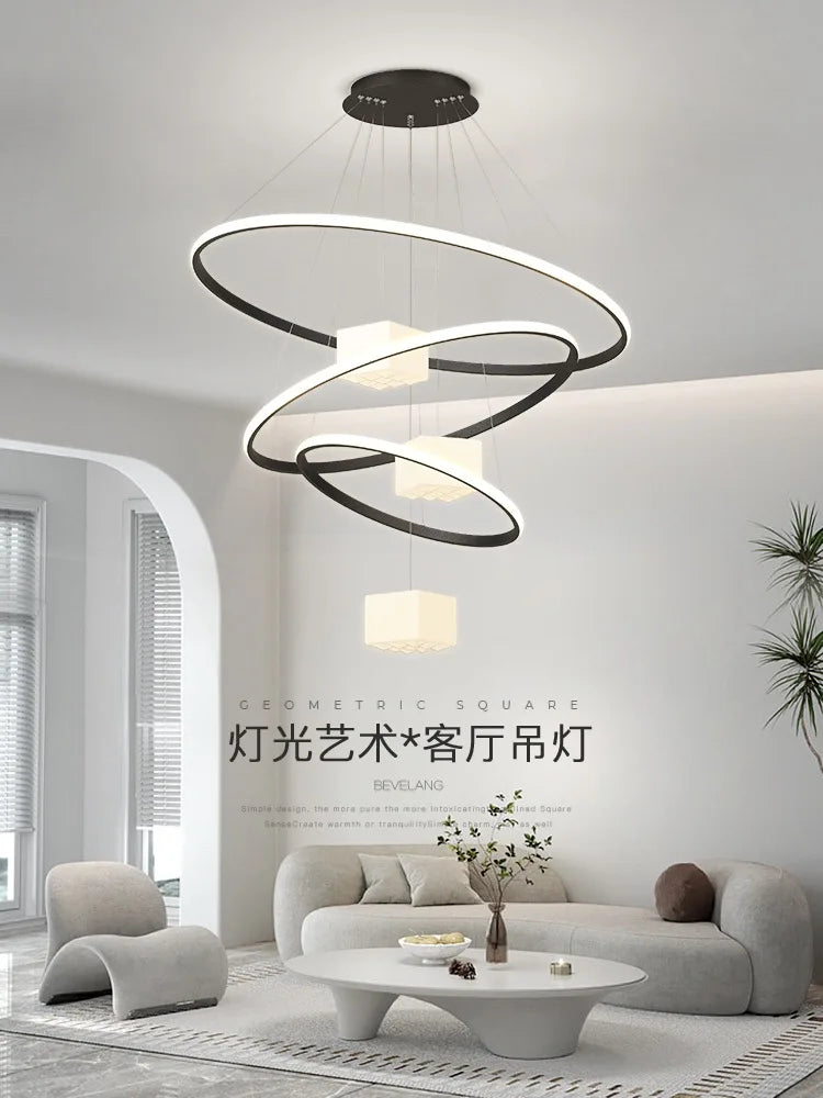 DecorBites™ LED Chandelier: Modern Living Room Kitchen Hanging Light, White Indoor Lighting Fixture