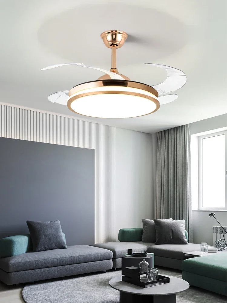DecorBites™ LED Fan Lamp: Modern Invisible Ceiling Chandelier for Living Room, Bedroom & Dining Room