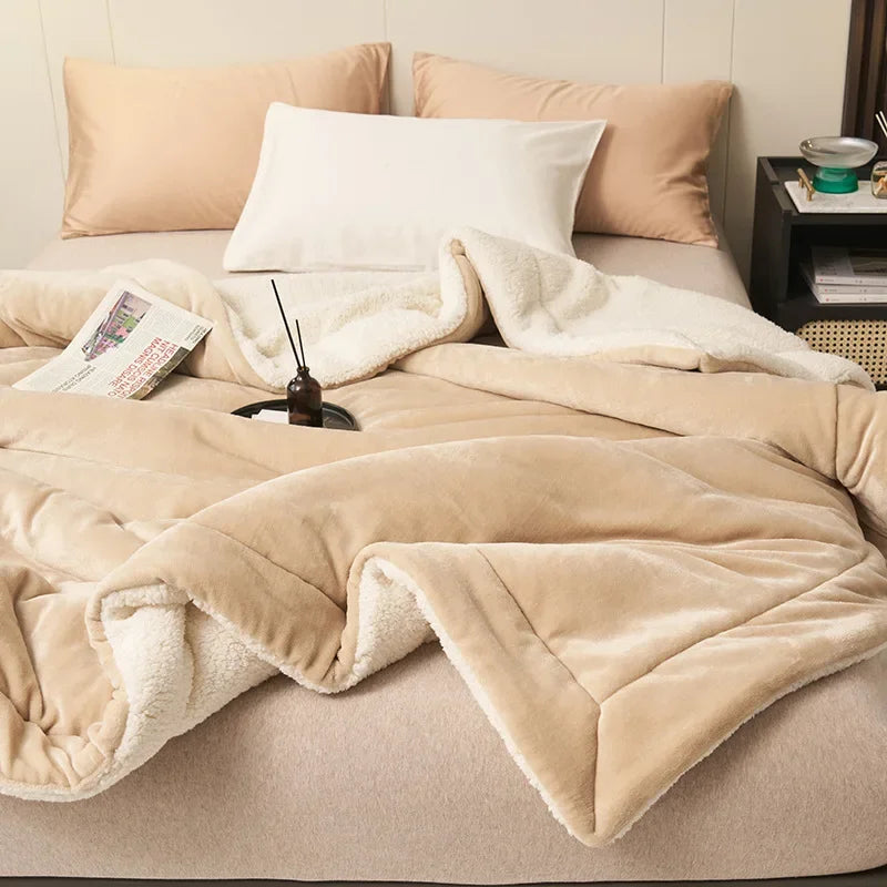 DecorBites™ Double Layer Queen Blanket Super Soft Plush Warm Comfort for Autumn/Winter