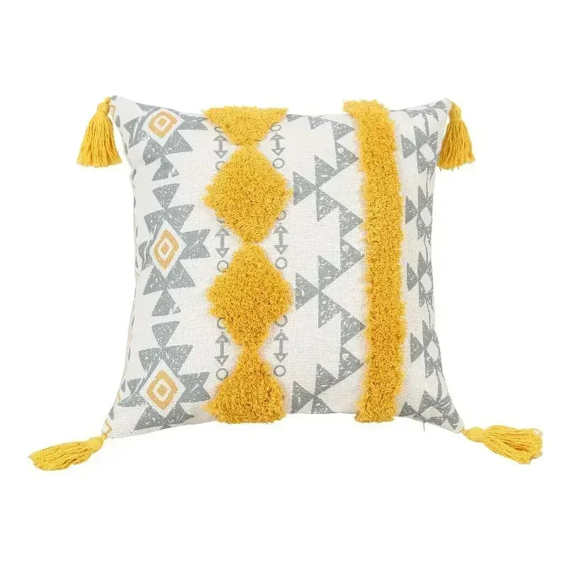DecorBites™ Geometric Tufted Tassel Cushion Cover 30x50cm/45x45cm