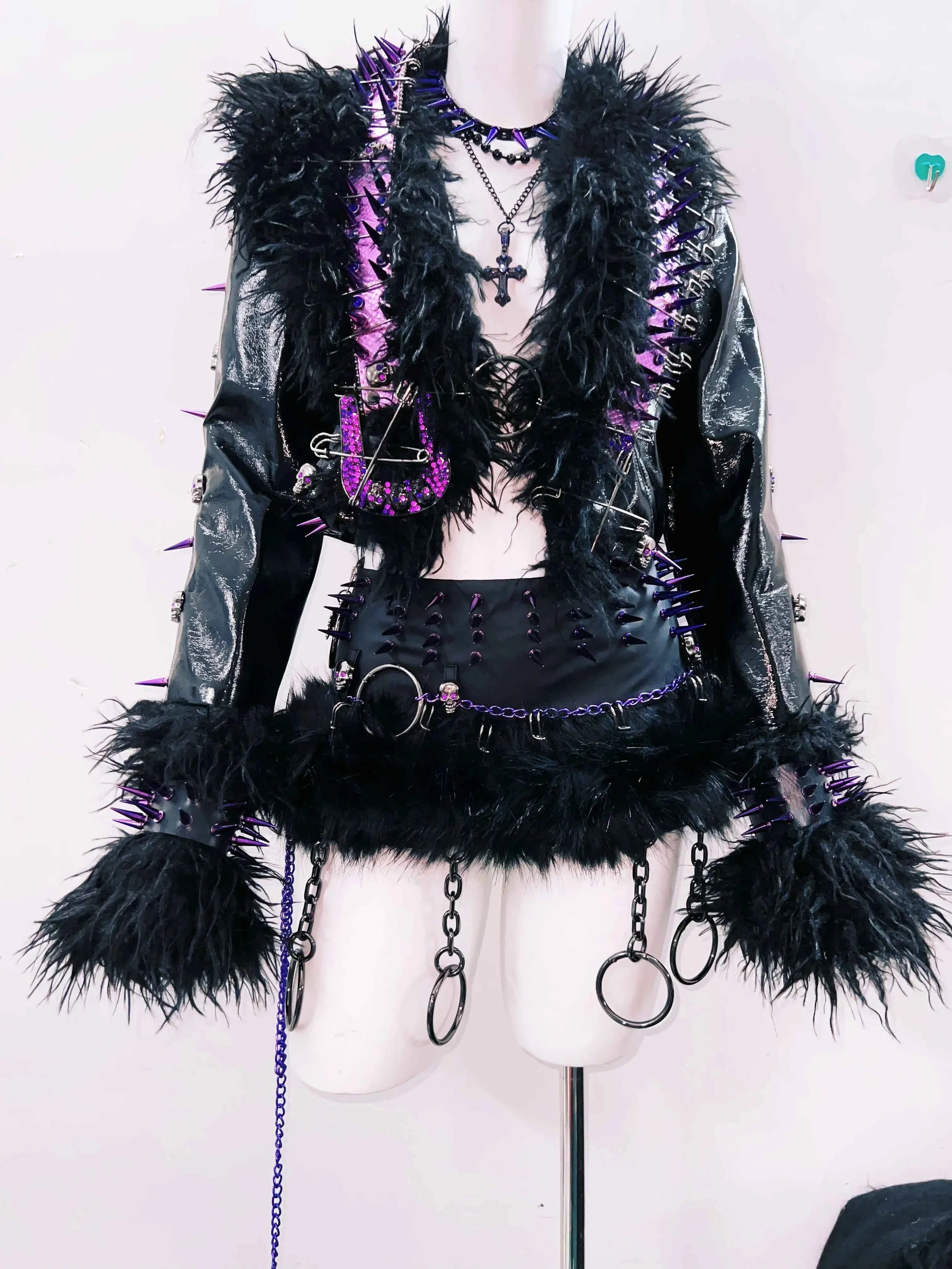 Women's Rivet Leather jacket Skull Leather jacket Gothic Leather jacket