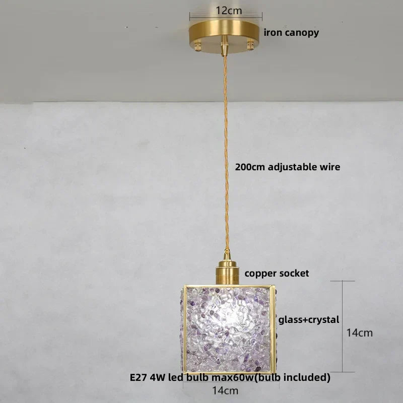 DecorBites™ Copper Walnut LED Pendant Lamp Crystal Glass Hanging Light